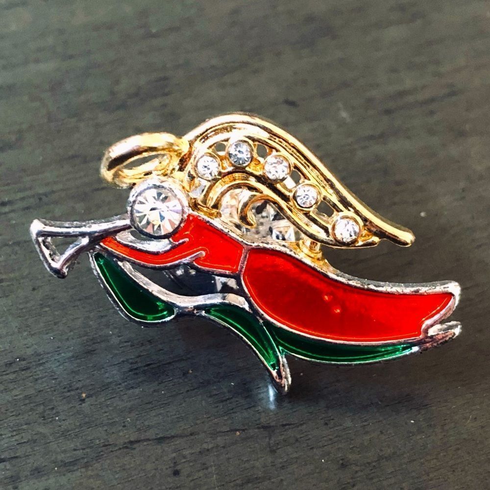 Vintage Christmas Angel Crystal Enamel Brooch Pin